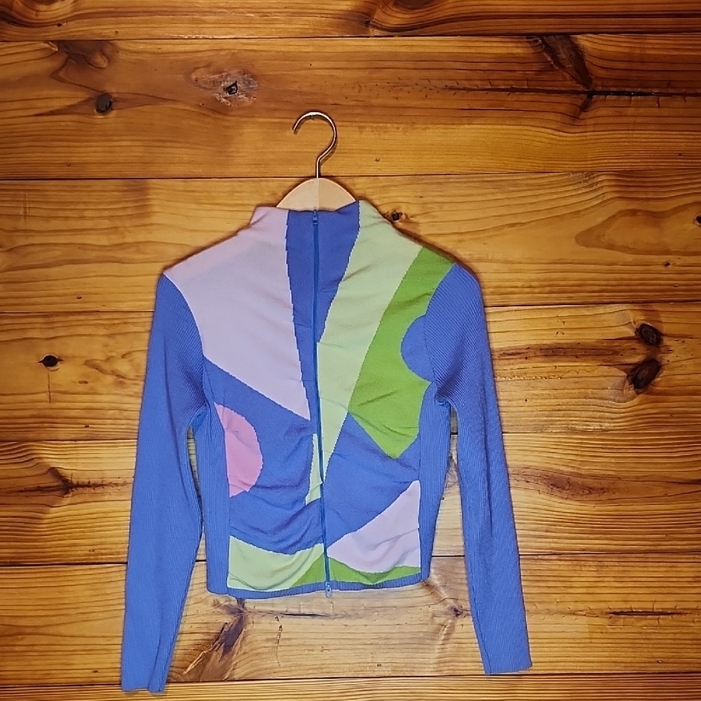 Made In Italy Colorful Abstract Full Zip Sweater S
